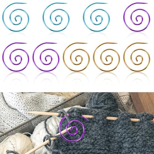 JJUNW 9Pcs Spiral Cable Knitting Needle Circular Knitting Needles Spiral Cable Needle Knitting Tool for Yarn Sewing Knitting Beginners Cable Needle Shawl Pin for Knitting Bent Tapestry Needles