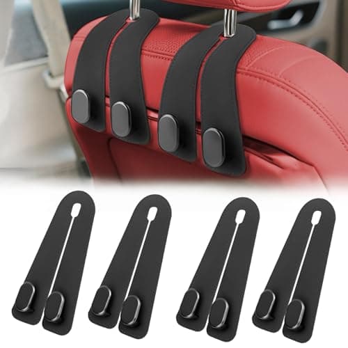 Hekmaden 2 Pack Leather Seat Back Hooks Heavy Duty Double Hooks for Purses Grocery Bags Umbrellas Mask Car Organizer Accessories 2
