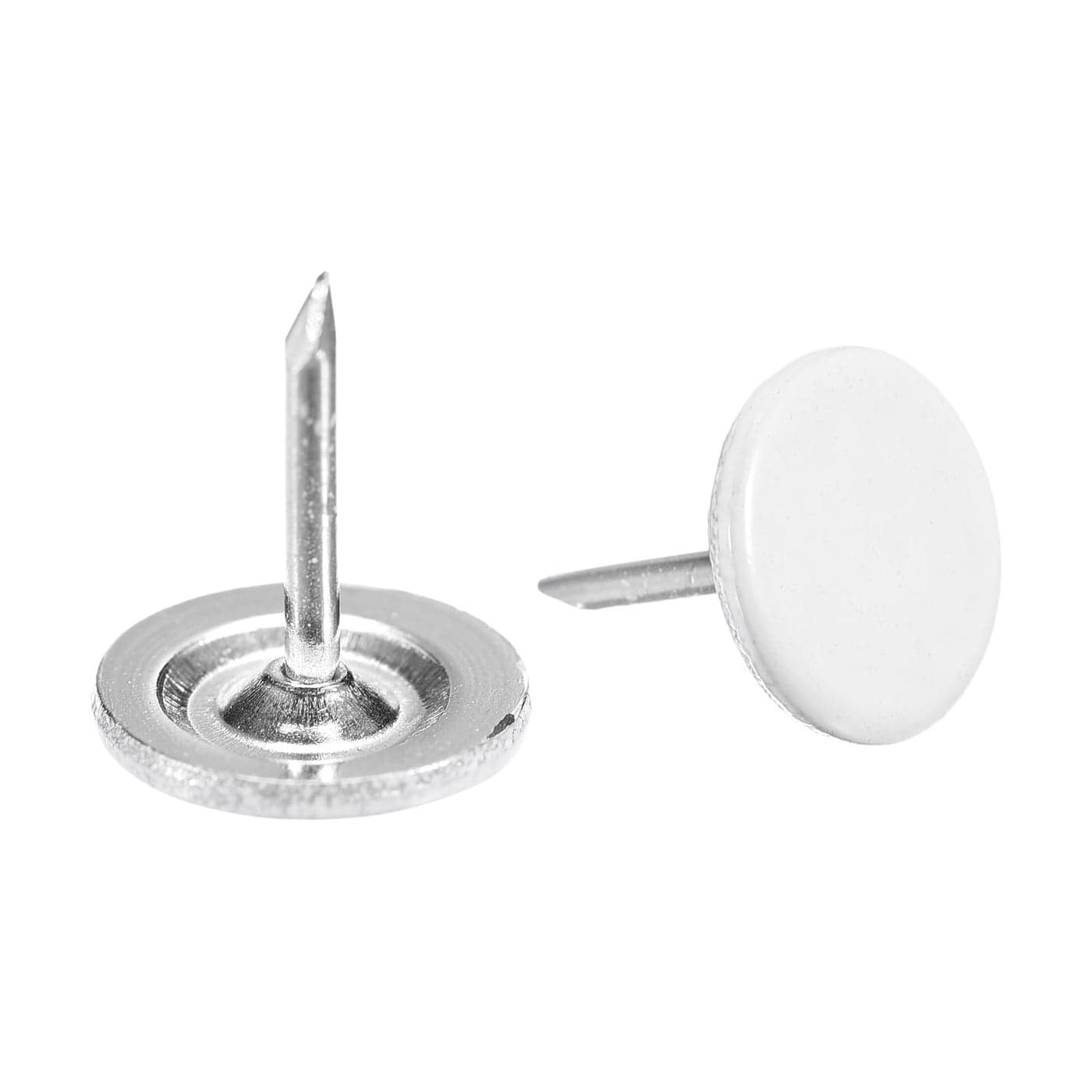 uxcell 100Pcs Upholstery Tacks 11mmx13mm Flat Head Decorative Furniture Nails Thumb Tack for Furniture Sofa Headboards White
