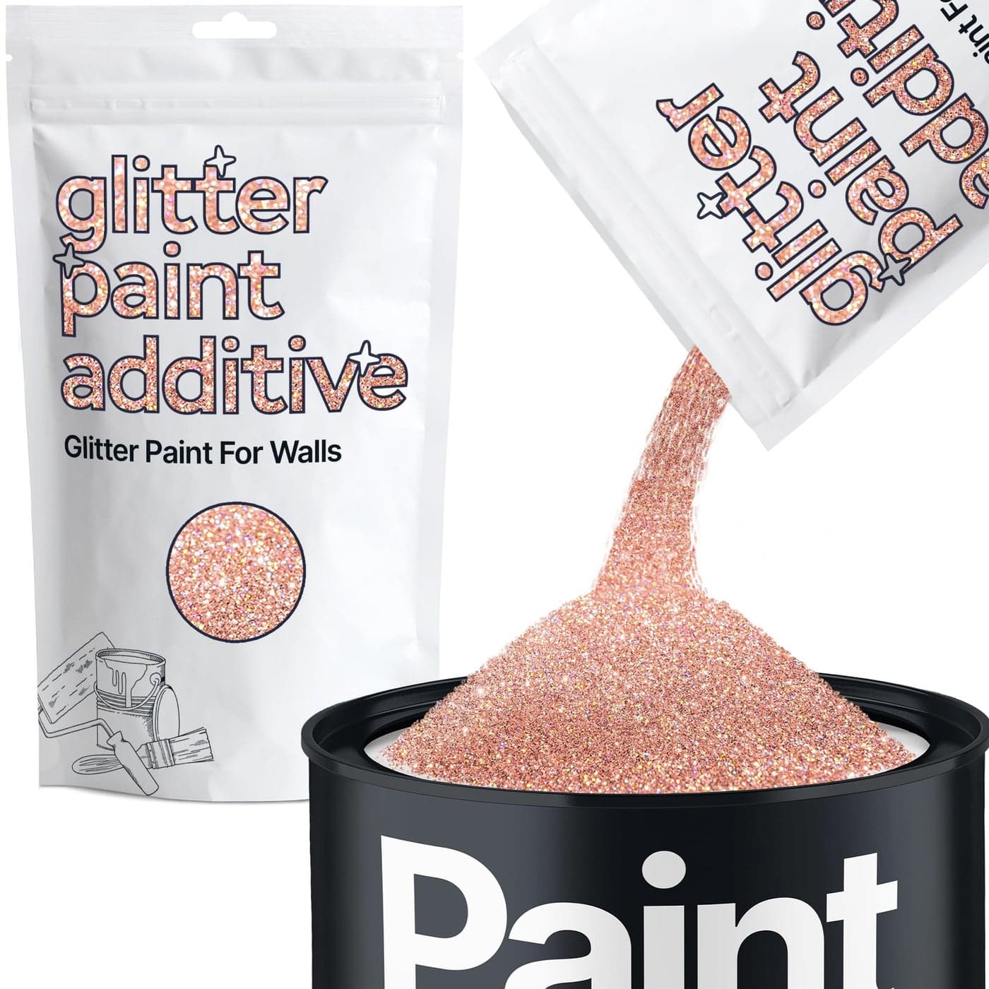 Hemway Glitter Paint Additive for Emulsion Acrylic Water Based Paints 100g Rose Gold Holographic