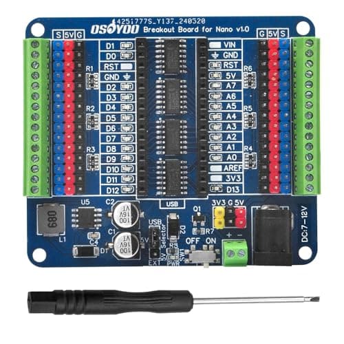 OSOYOO Nano IO Shield Breakout Board with GPIO Status LED, Terminal Expansion Holder for Arduino Nano