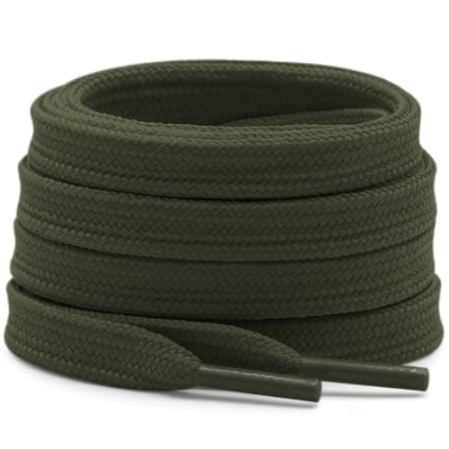 DELELE Solid Flat Shoe Laces: Hollow Thick Army Green Shoelaces for Sneakers 2 Pair 47 inch