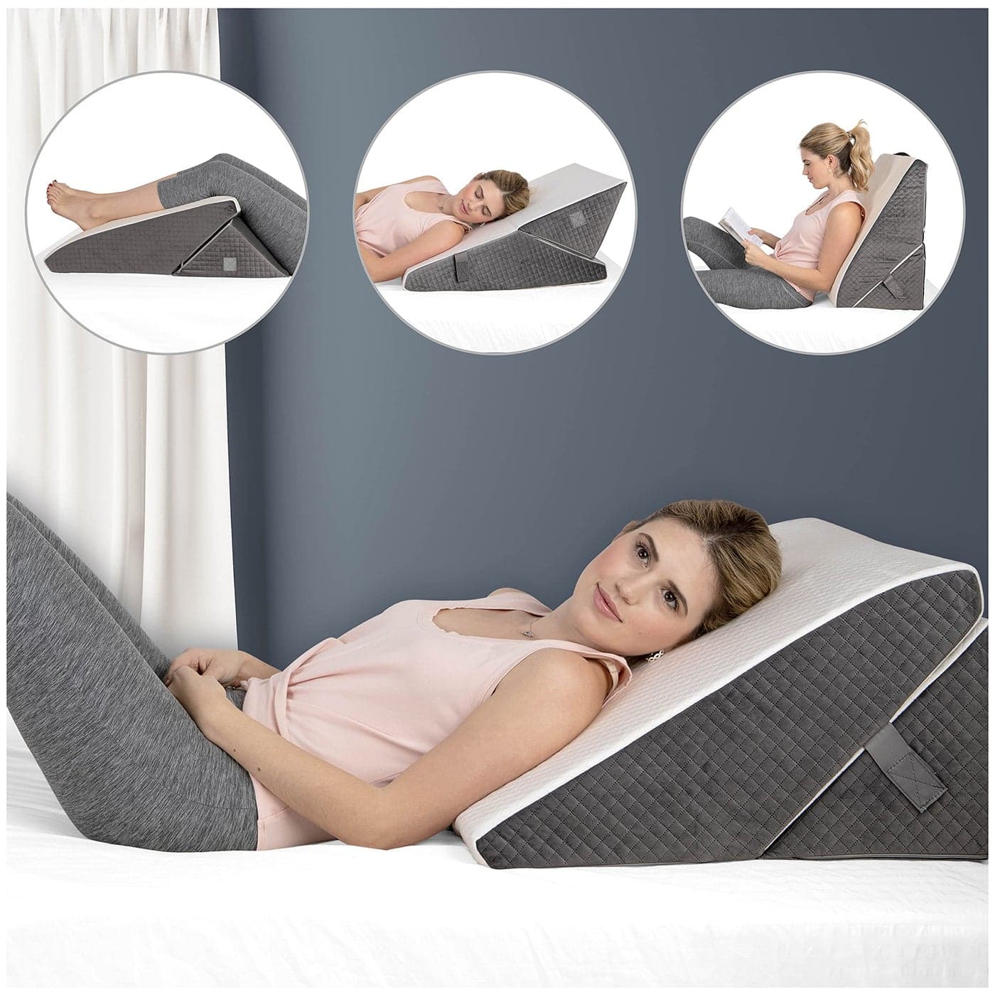 Klbs Bed Wedge Pillow Chic Jacquard Cover Wedge Pillow for Sleeping and Acid Reflux Heartburn Adjustable Height Wedge