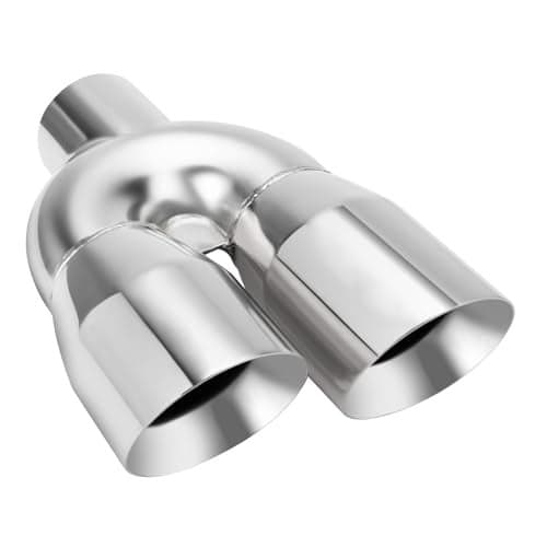 LCGP Dual Exhaust Tip 3 inch Inlet 4 inch Outlet 12" Length Universal Polished 304 Stainless Exhaust Tip Tailpipe for Car Truck Double Wall Weld-on Angle Cut (Left)