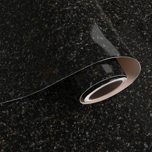 VaryPaper 15.7''x315'' Black Gold Granite Contact Paper for Countertops Waterproof Kitchen Counter Top Peel and Stick Marble Vinyl Wrap for Cabinets Desk Table Removable Self Adhesive Marble Wallpaper