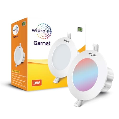 wipro ABS Garnet 3W LED Mini Downlight|Colour Changing (Red/Blue/Pink)|Compact Design with 120° Beam Angle|Recessed Down Light for False Ceiling|Cutout - 2.2 inch|Pack of 1