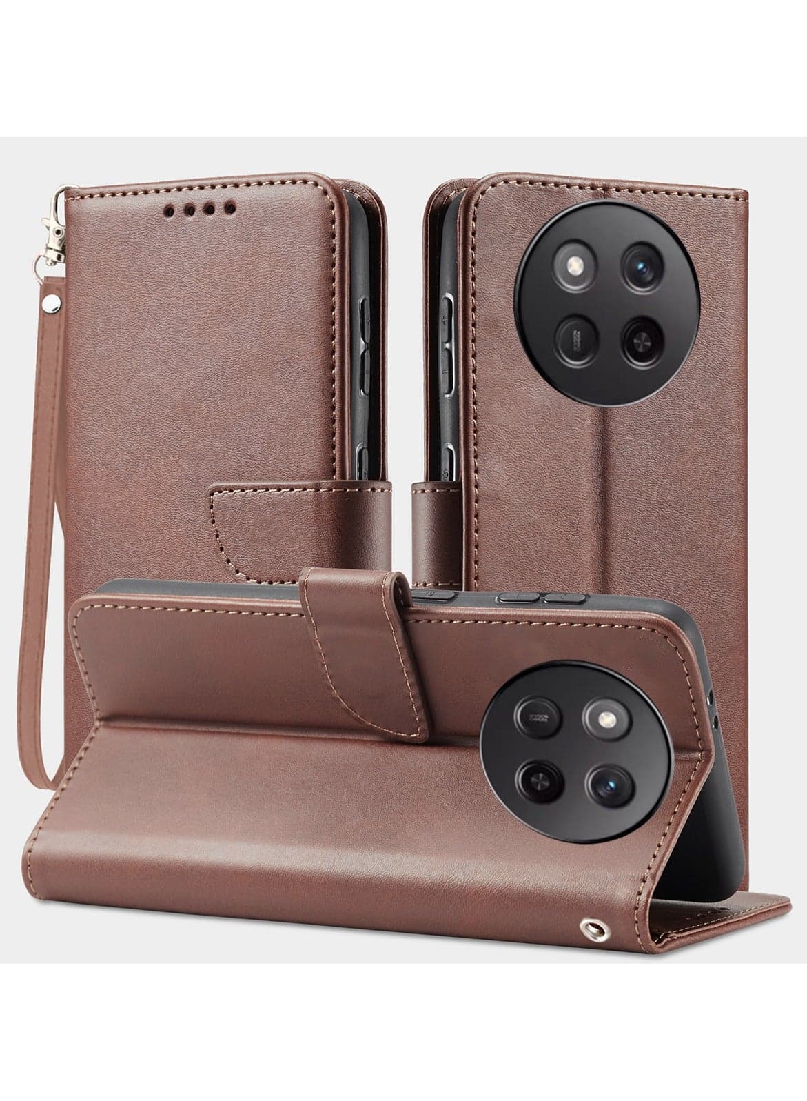 For Honor X9c 5G Case PU Leather Calf Texture Phone Cover - Brown