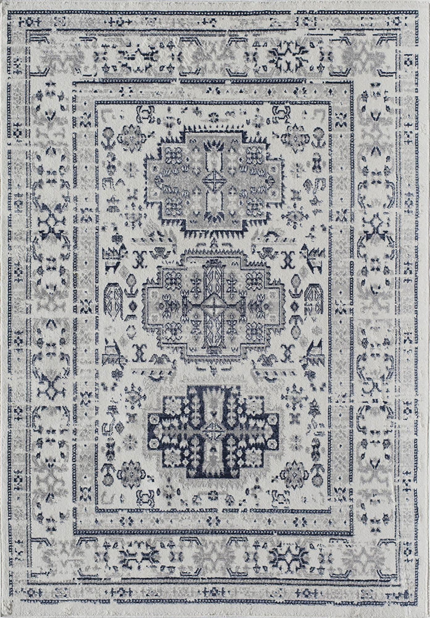 Rugs America Gabriel Collection GL55A Glacial Sundara BlueBeige 26 x 8 4 Thick Area Rug Soft Durable Vintage Inspired Distressed Low Pile NonShedding Easy Clean Living Room Rug