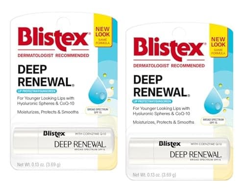 Blistex Deep Renewal Lip Protectant Sunscreen Balm, 0.13 Ounces (3.69g) (Value Pack of 2)