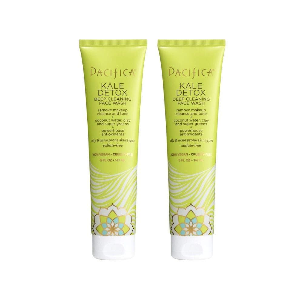Pacifica Beauty Kale Detox Deep Cleaning Daily Face Wash Cleanser Coconut Water Aloe Vera For Oily and Blemish Prone Skin 2 Pack Sulfate and Paraben Free Vegan and Cruelty Free