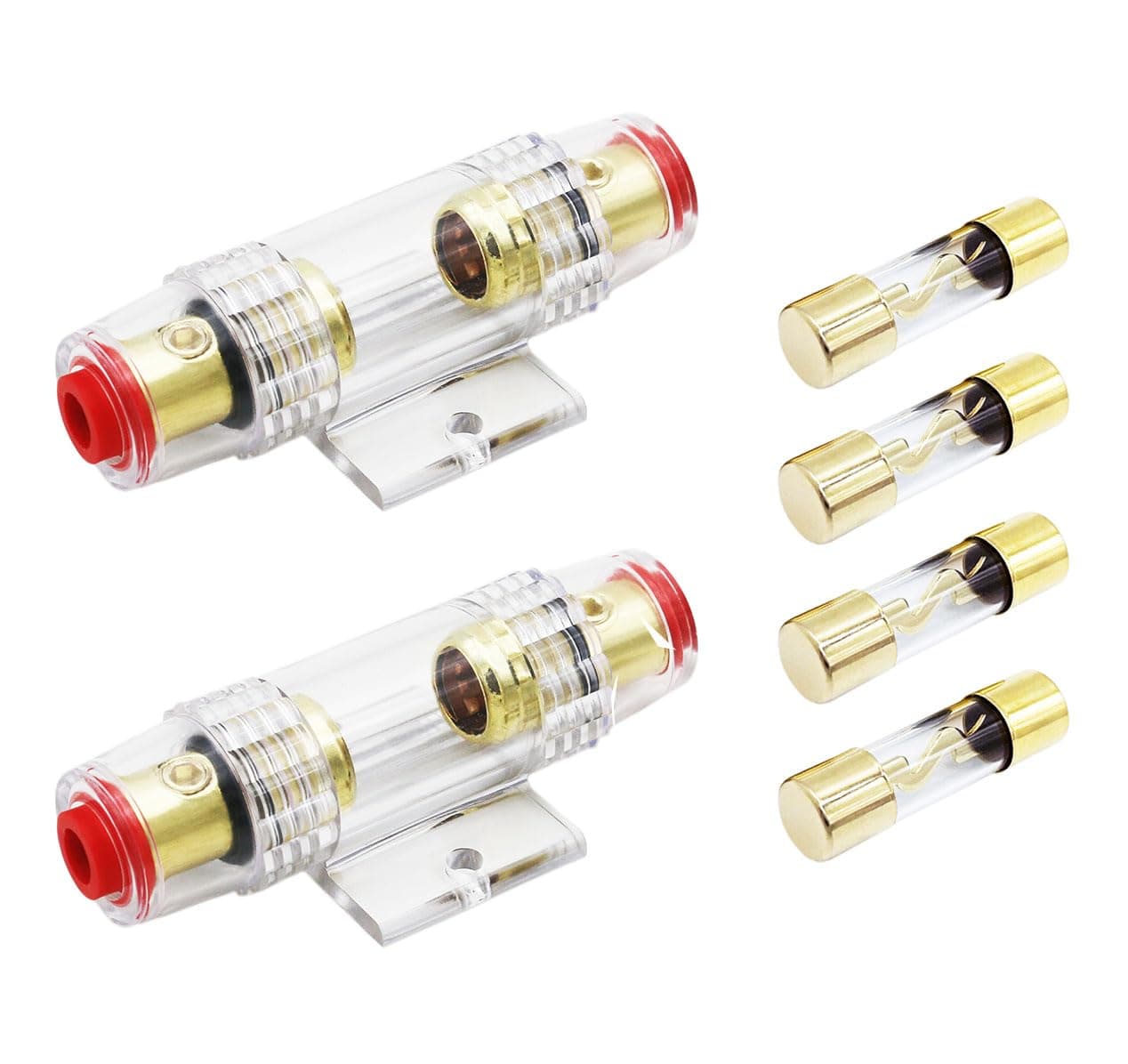 Carviya in-line AGU Fuse Holder for 4-10 Gauge AWG Wire / 6 Gauge & 8 Gauge/with Four 30A AGU Fuses for Car Audio/Alarm/Amplifier/Compressors/Auto Parts/Automotive/Marine/Industrial (30Amp, 2 Pack)
