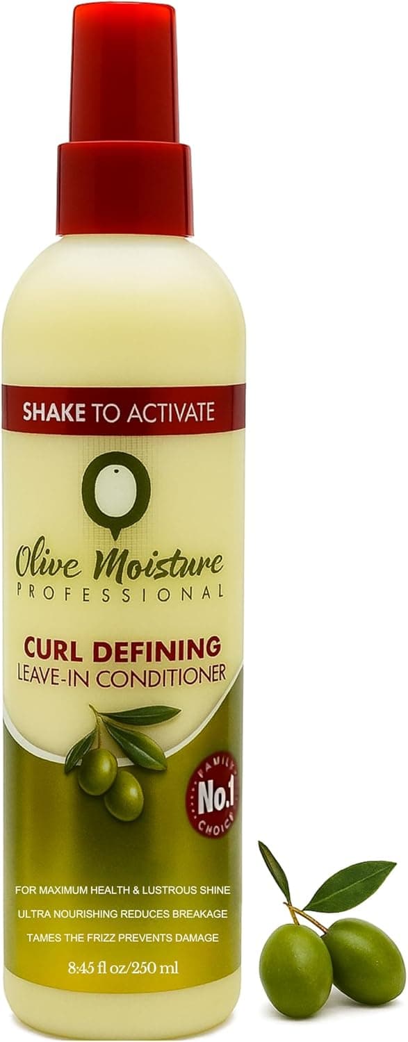 Olive Moisture Curl Defining Leave In Conditioner 8 Oz 250ml Nourishing formula with olive oil for curly hair adds shine enhances curls hydrates frizz no rinse needed perfect for styling