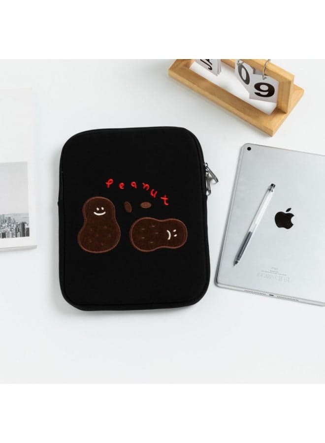 Cute Embroidered Laptop Bag Anti-collision Tablet Ipad Bag Fleece-lined Liner 11-inch 13-inch Bag-Color:Peanut-Size:11-inch