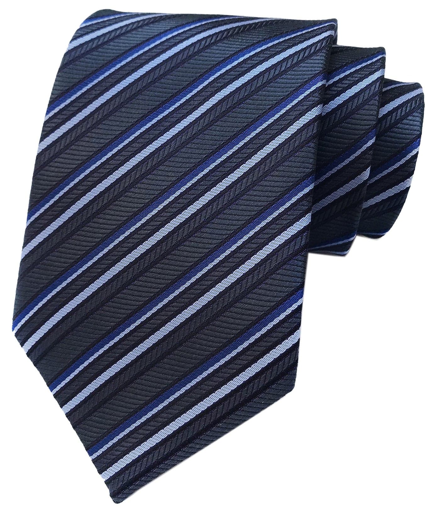 Secdtie Men Classic Checks Grey Blue White Jacquard Woven Silk Tie Necktie TW018