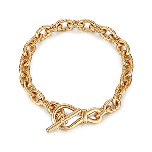 FRUMOS Dainty Layering Bracelets for Women 18 k Gold Plated Fashion Chunky Cuban Paperclip Link Chain Bracelets Jewelry for Women Girls Gift(Twisted thick Bracelets)