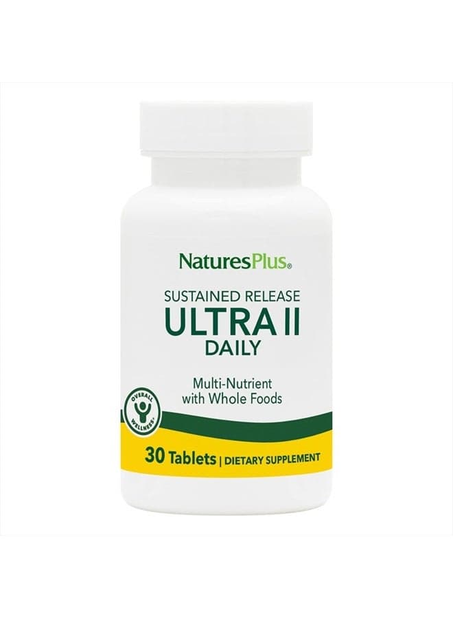 NaturesPlus Ultra II Multivitamin, Sustained Release - 30 Vegetarian Tablets - Daily Whole Food Vitamin & Mineral Supplement for Overall Health - Natural Energy Booster - 30 Servings