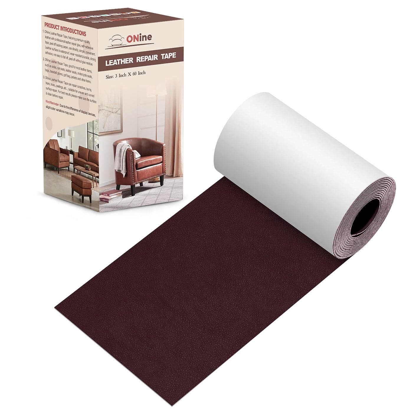 ONine Leather Repair PatchLeather Repair Tape 3 x 60 inches Leather Repair Patch for FurnitureVinyl Repair KitLeather Couch Patchfor Sofas Furniture Car Seats Office ChairsMulberry