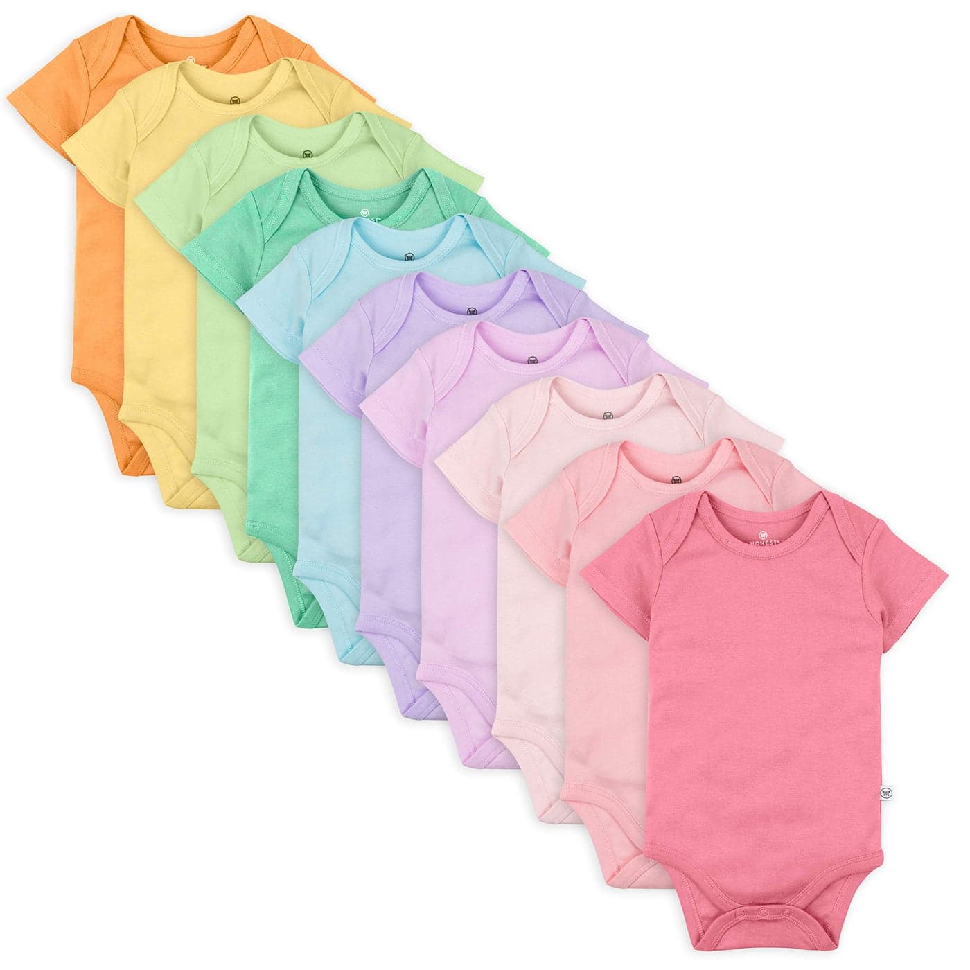 HonestBaby 10Pack Short Sleeve Bodysuits OnePiece 100 Organic Cotton for Infant Baby Boys Girls Unisex Rainbow Girl 03 Months