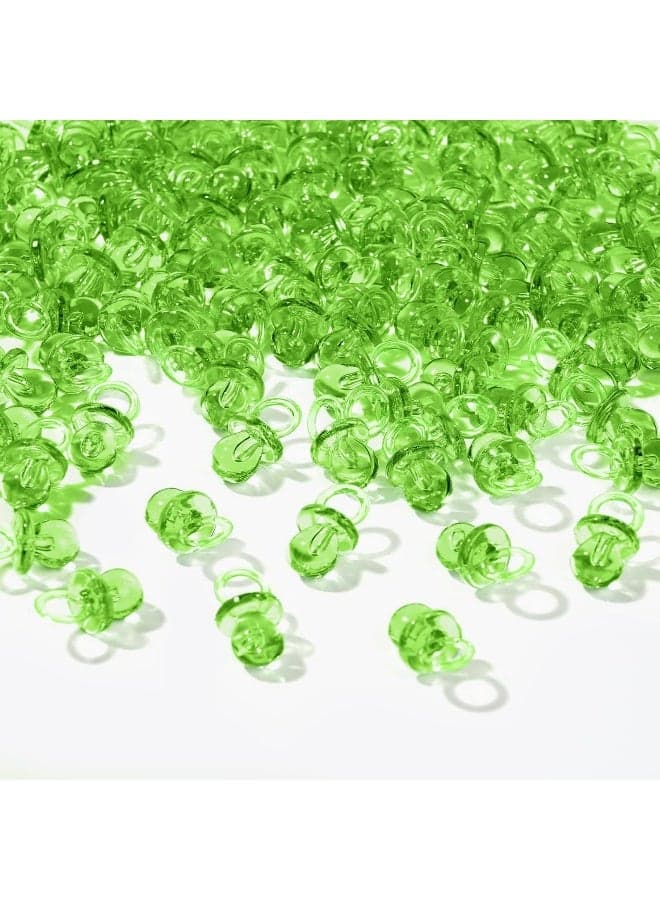 XINHUIDALSQ 150 Mini Acrylic Pacifiers for Baby Shower Girl Game, 0.86 Inch Bulk Chupones para Gender Reveal Party Favors Table Decoration (Green)
