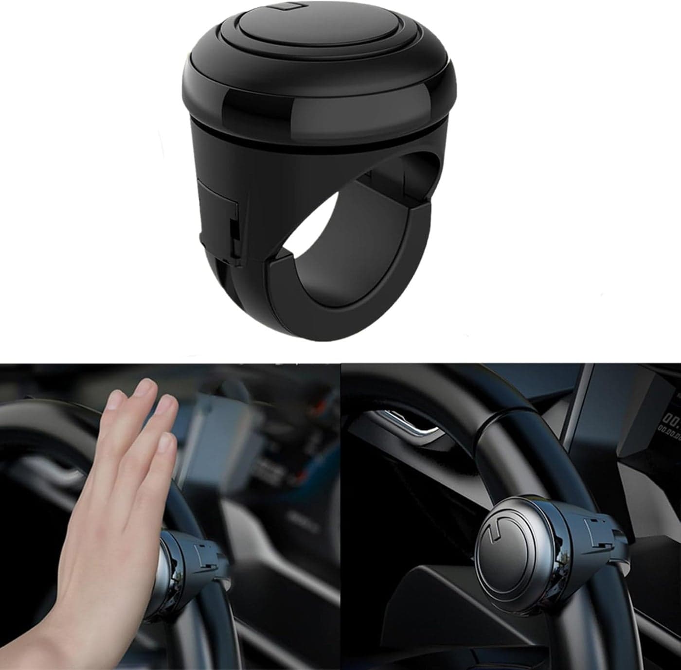 EOHMAK Car Steering Wheel Booster Spinner Knob - 360-Degree Rotating Effort-Saving One-Handed Steering Booster