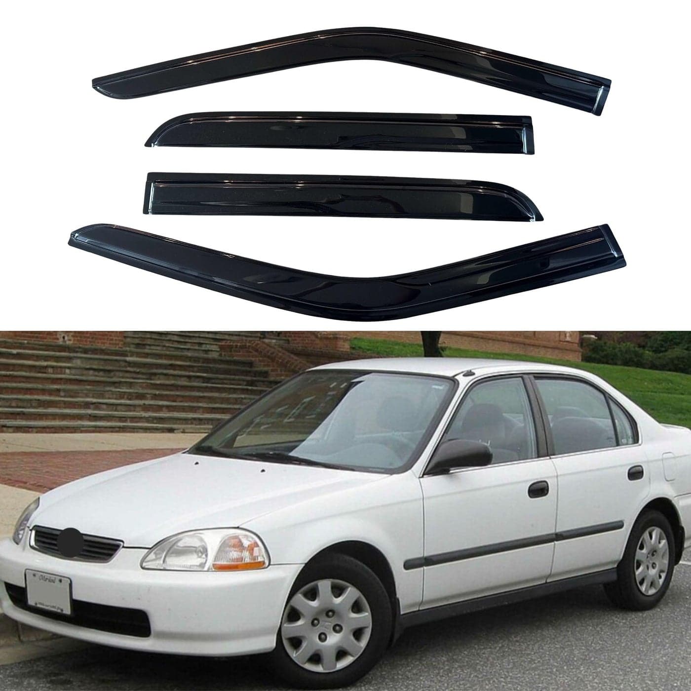 IG Window Visor for Honda Civic Sedan 19962000 Rain Guard TapeOn Extra Durable Sun Wind Side Vent Window Deflector Mugen Style 1996 1997 1998 1999 2000 Sedan Only
