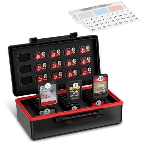 36 Slots SD MSD Memory Card Case Holder Water-Resistant Anti-Shock Storage Organizer for 21 SD SDHC SDXC/CFexpress Type-A/Switch Game Cards & 15 Microsd TF MSD Cards * Vertical Style