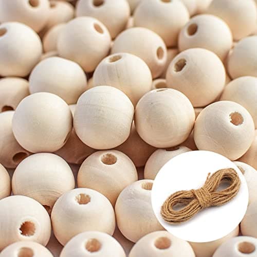 ecofynd 16mm, 75 Pieces Natural Wood Beads, Unfinished Loose Wood Beads for Craft Making, Home Décor, DIY Jwellery Making