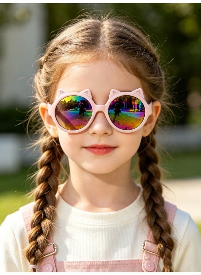 Kids Sunglasses Boys Sunglasses Boys Sunglasses UV400 Kids Sunglasses with Case Girls Sunglasses, 3D Cat Ears Children Sunglasses with Laser Glitter Hard Handbag Case, Cute Toddler Sunglasses for Boys Girls Age 3+