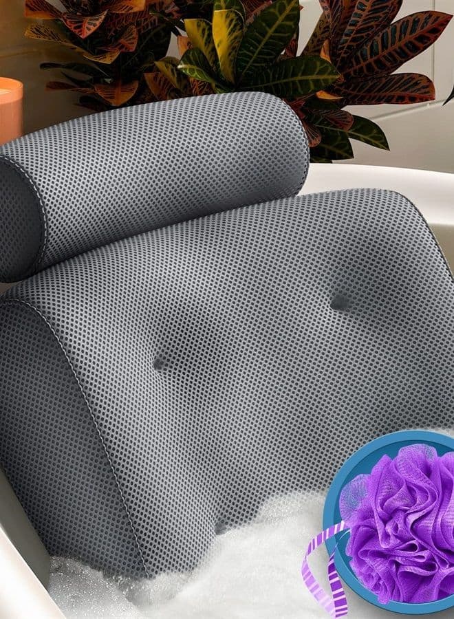 Luxury Bath Pillow - Head, Neck, Back Support Cushion for Bathtub, Spa, Soaking