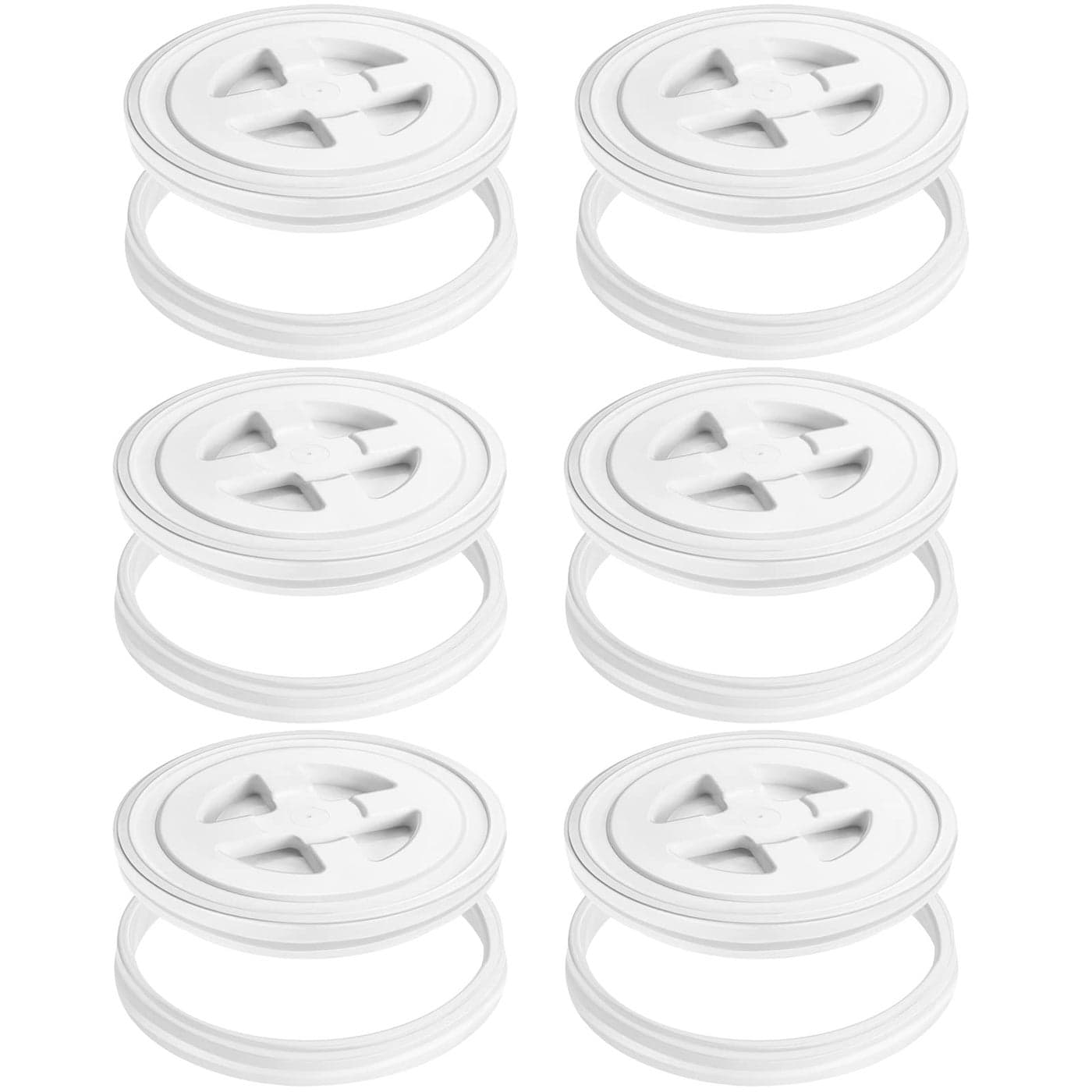 Aodaer 6 Pieces 5 Gallon Seal Lid Bucket Lids Leak Proof Screw Top Sets Plastic Storage Bucket Seal Lids for Cereals Grain Pet Food Coatings Paint Storage White
