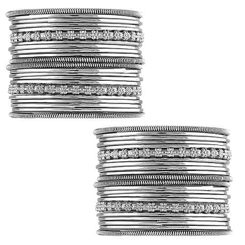 Peora Traditional Antique Look Oxidised Silver Plated Bangle Set Navratri Gift for Women Girls (2.8 inch)
