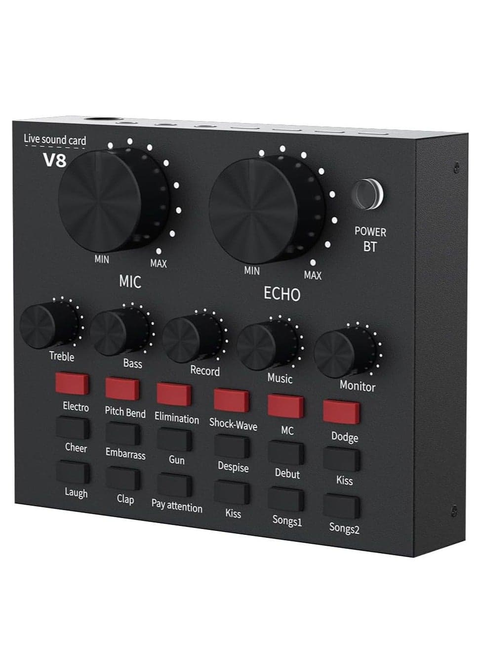 External Sound Card, USB V8 Live External Sound Mixer Board, Voice Changer Sound Card with Multiple Sound Effects for Live Recording Home KTV Voice Chat (V8)