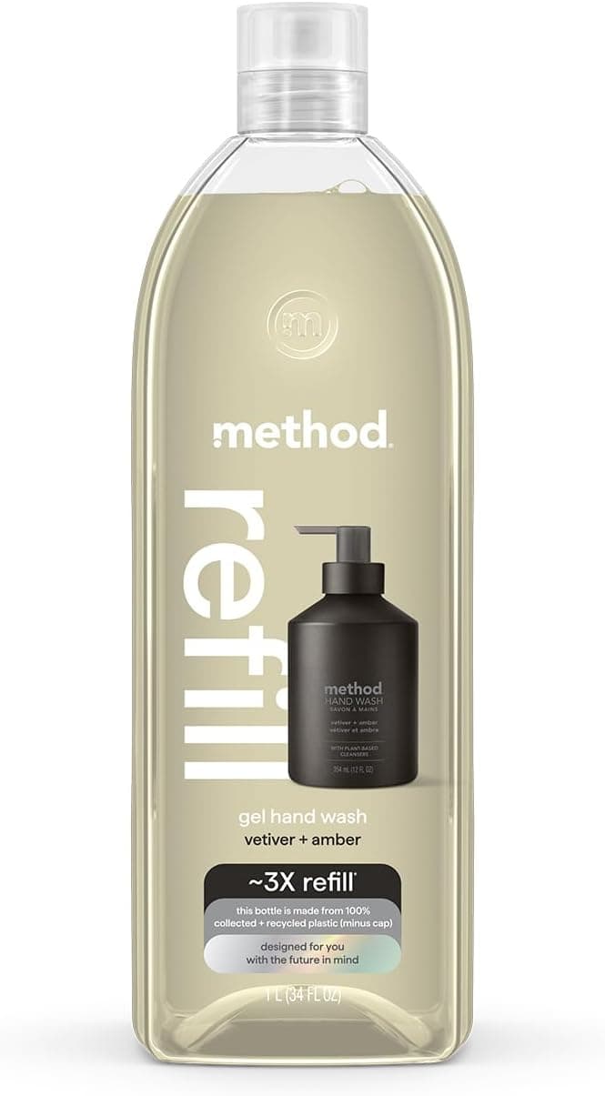 Method Gel Hand Soap Refill Vetiver Amber Biodegradable Formula 34 Fl Oz Pack of 1 Packaging May Vary