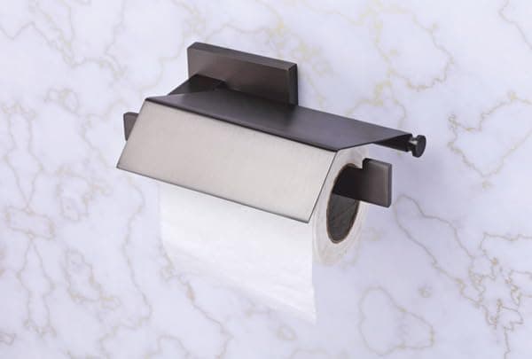 Aquieen Amarillo Wall Mounted Toilet Paper Holder with Flap Cover Black