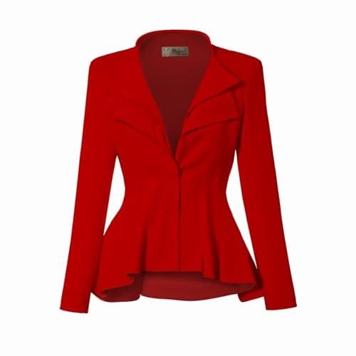 Hybrid & Company Women Double Notch Lapel Office Blazer JK43864 1073T RED Small