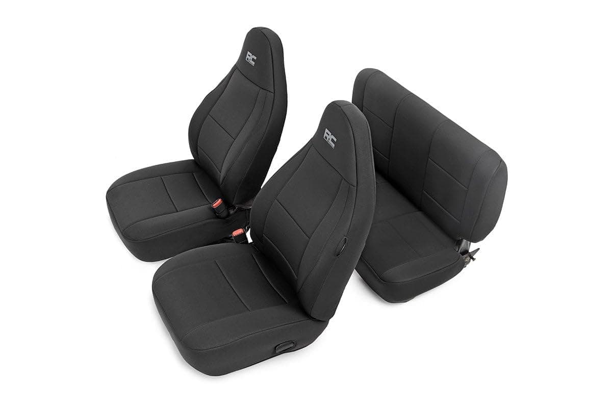 Rough Country Neoprene Seat Covers for Jeep Wrangler TJ 19972002 Waterproof UV Resistant Foam Padded Front Rear Seat Cover Set