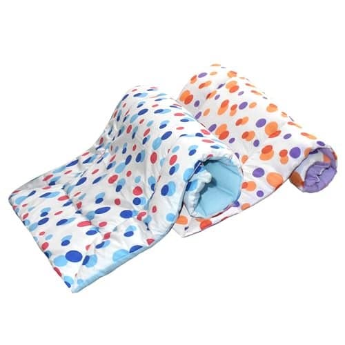 VParents Cotton Crib Sheet for New Born Baby, Soft Cotton Godadi Set for Baby, Godari Bedding Set of 2, Blue & Orange, Preemiee