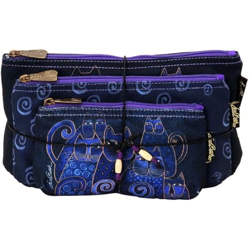 Zeckos Laurel Burch 27979 Cosmetic Bags 3 Pack, Indigo Cats