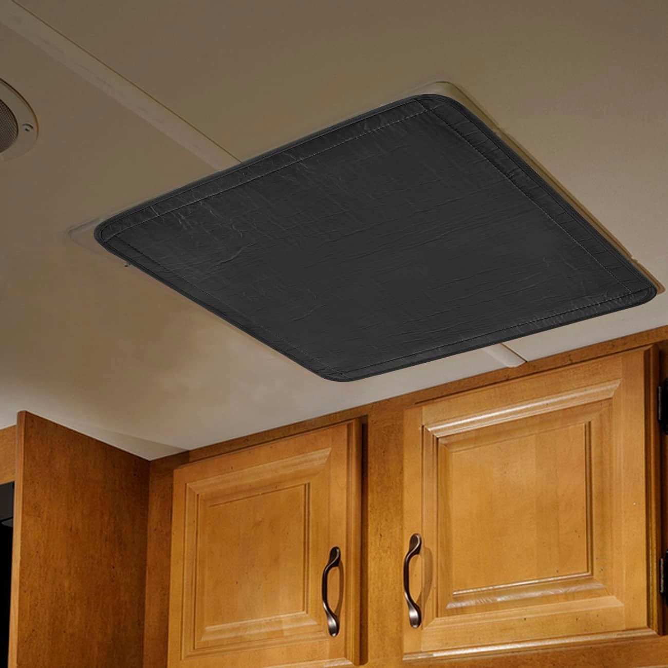Safoner RV Roof Vent Skylight Insulator Cover Sun Blackout Fabric for Camper 16 x 16 inch Black