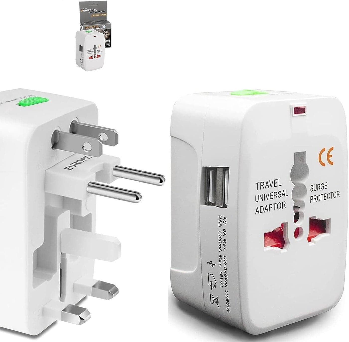 CARE CASE 200 Countries Supported Universal Travel Adapter with Build in Dual USB Plug Travel Adapter International All in One Worldwide Adapters Compatible with Laptop Mobile Camera Tablet