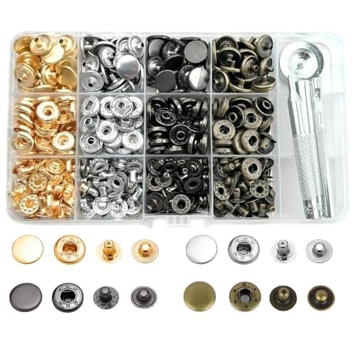 120 Sets Metal Snap Buttons NXTOV 125mm Leather Snap Fasteners Kit with 5 Pieces Fixing Tools 4 Colors Craft Snaps for Clothes Windbreaker Shirts Jacket Backpacks WalletBags