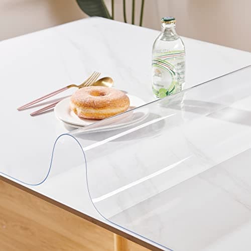 Leffora Custom 15mm Thick Crystal Clear Table Cover Protector 24 x 48 Inch Waterproof PVC Protective Table Pad Transparent Mat for Coffee Table Dining Room Table Office Desk End TableNight Stand