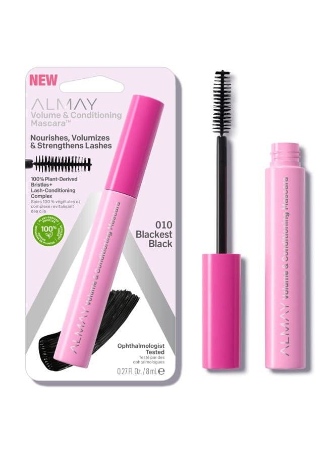 Volume & Conditioning Mascara, Hydrating All Day Wear, 10 Blackest Black, 0.27 fl oz.