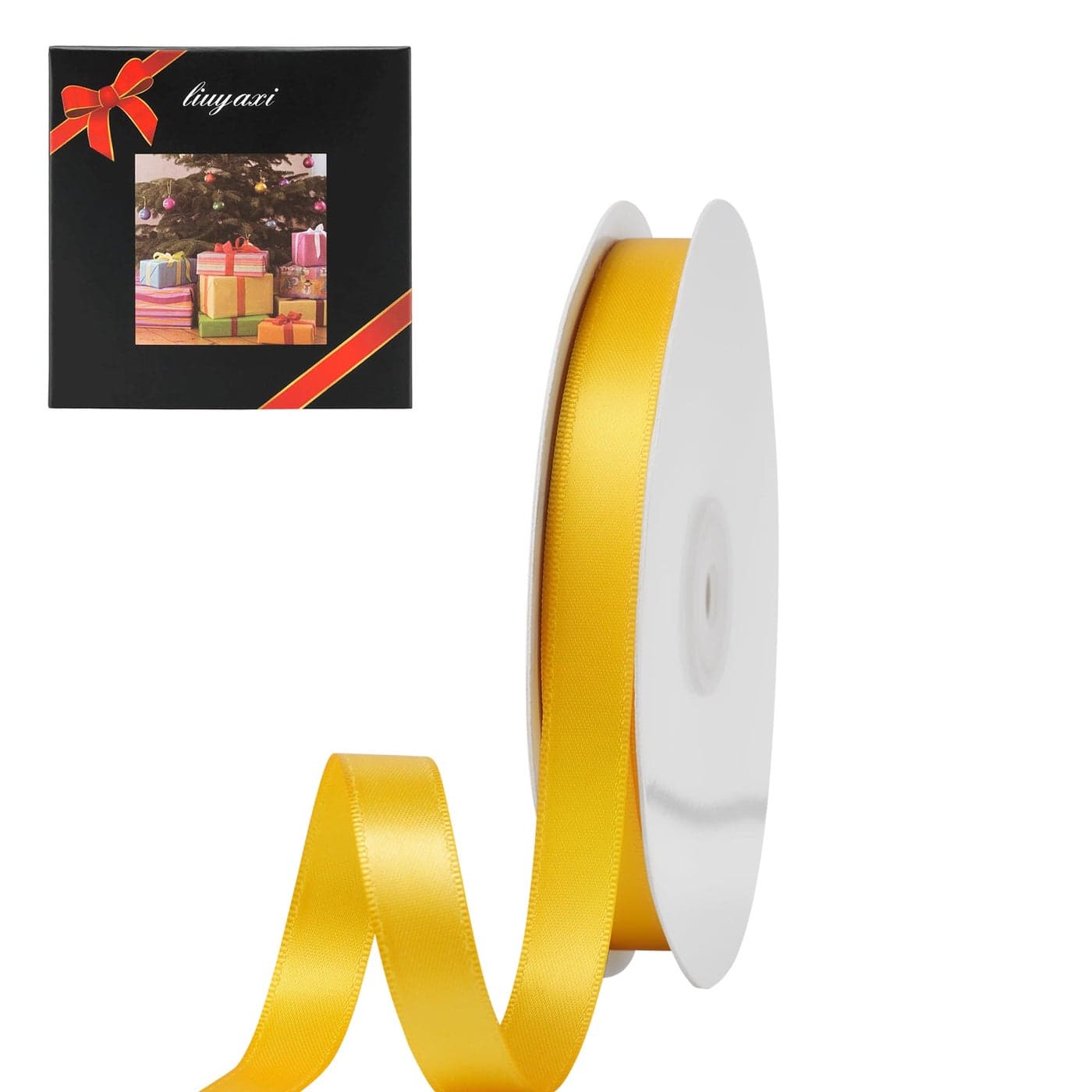 LIUYAXI Yellow Double Face Satin Ribbon 12 X 50 Yards Ribbons Perfect for Crafts Gift Wrapping Bow Making and More