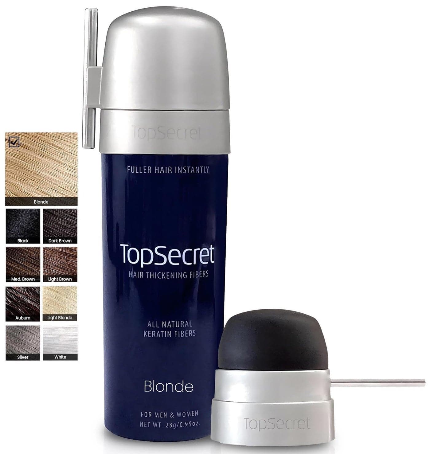Top Secret Hair Thickening Building Fibers Applicator Included Undetectable Natural Hair Filler for Men Women Instantly Fill In Fine Thinning Hair Weather Sweat Resistant Blonde Large