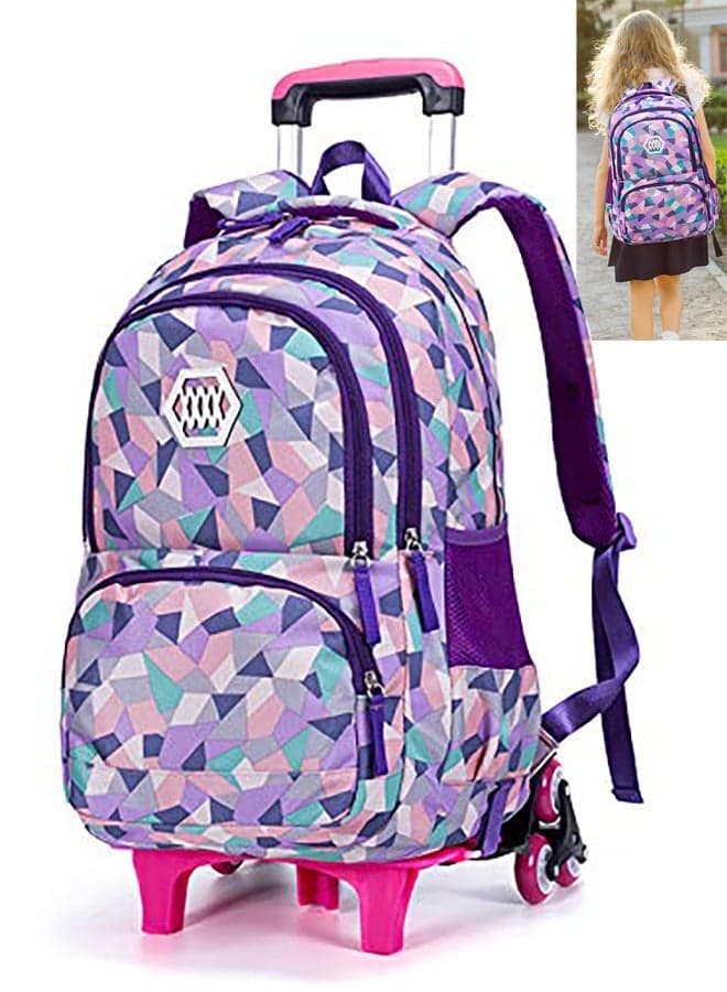 Rolling Toddler Backpack Set for Girls and Boys Kids Luggage Set Kids School Backpacks with Wheels for Children Adults (Purple)