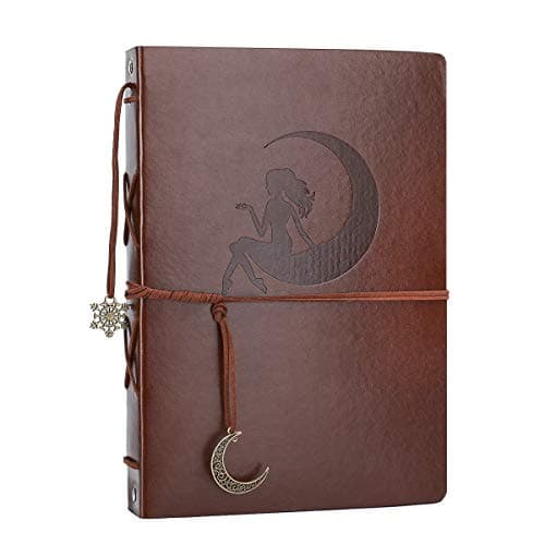 AIOR Scrapbook Photo Album 60 Pages Memory Book Leather Scrap Book DIY Guest Photo Book Wedding Travel Memory Album for Graduation Birthday Gifts (Moon Fema)