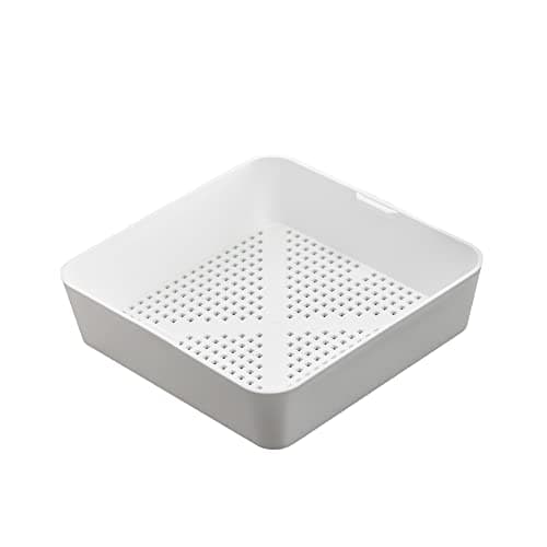 STEADYKLEEN - 8.5-inch Floor Sink Drain Cover Alternative, Square Drain Basket for Restaurants, Use Below 3 Compartment Sink. Sink Strainer with 0.19-inch Holes, Versatile Plastic Drain Screen Basket