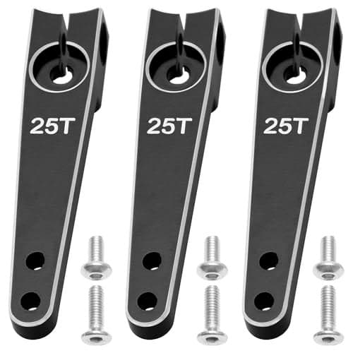 3Pack Vgoohobby 25T Servo Arm Horn Aluminum 25 Teeth Steering Arms Compatible with Futaba Hitec Savox Power HD Servo Motors Fit RC Crawler Car Airplane Plane Boat 15inchBlack