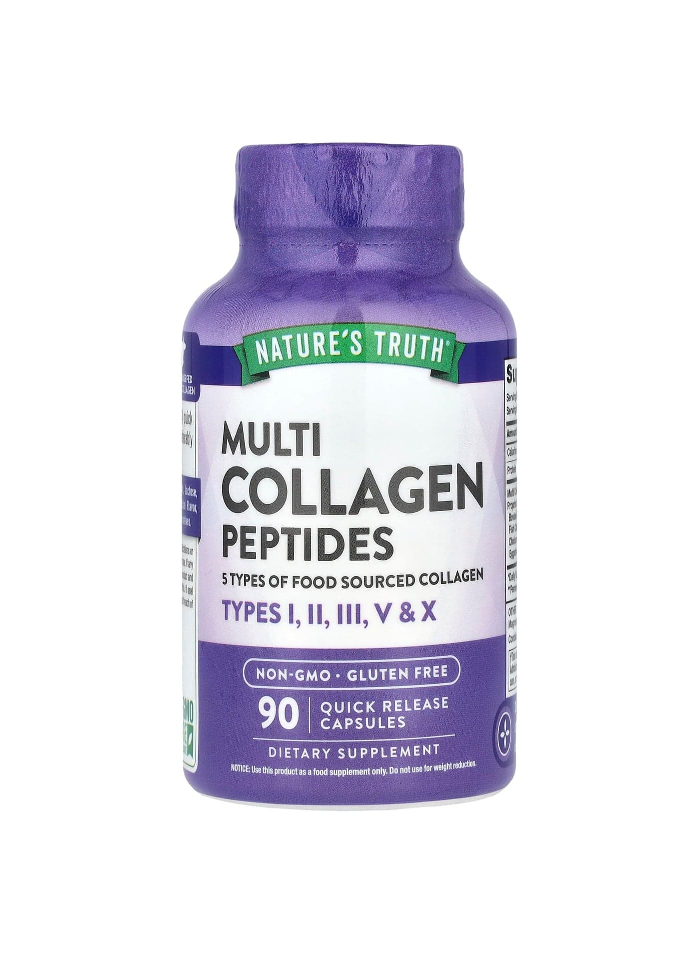 Multi Collagen Peptides, 90 Quick Release Capsules (500 mg per Capsule)